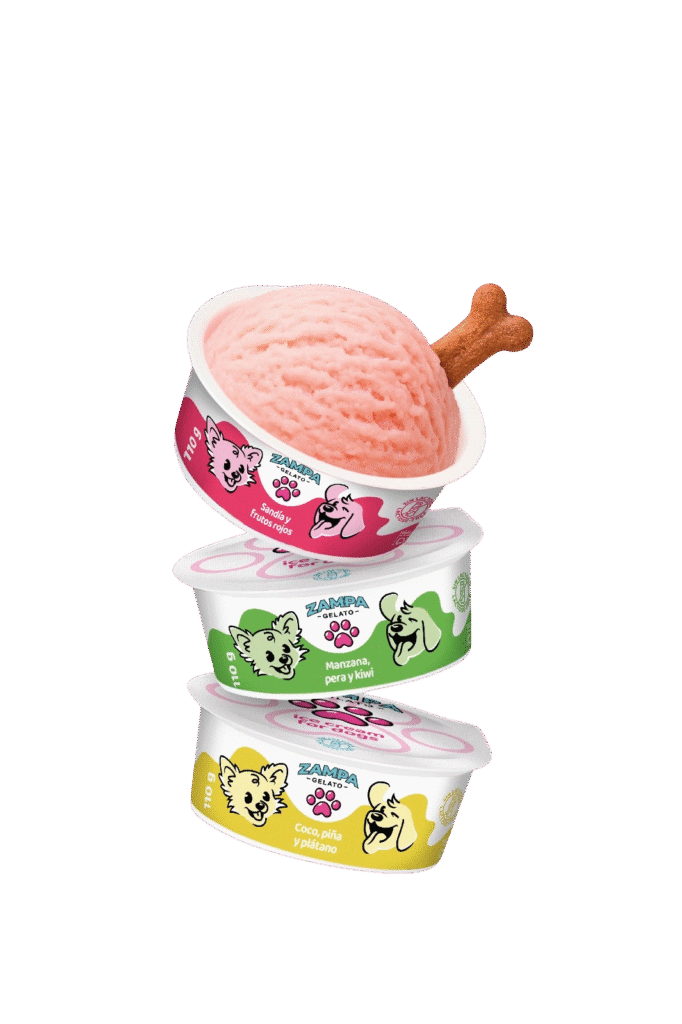 Helados Zampa Gelato para perros apilados